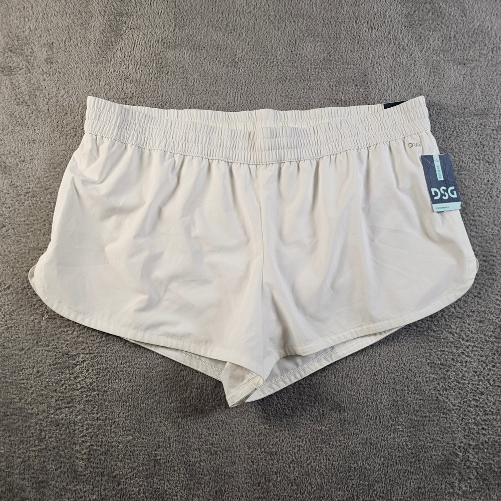 DSG Womens Mid Rise‎ Run Short White 2XL 3 Inch Inseam Built-in Brief NEW